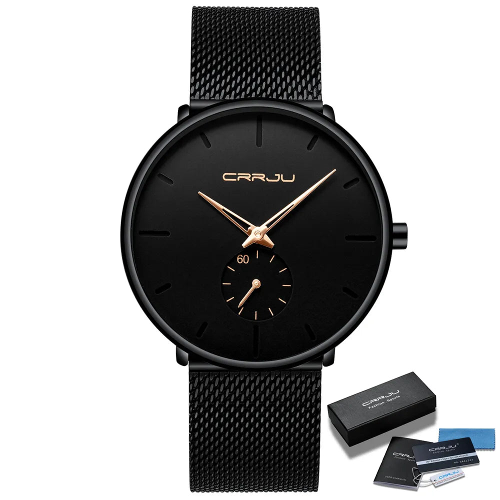 Men Watch CRRJU Watch Women Quartz Dress Watch for Men Dress Watches