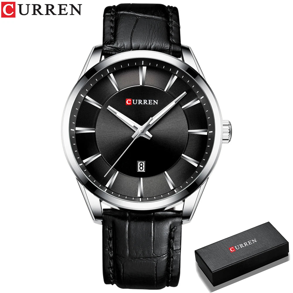 CURREN Quartz Watches for Men Leather Strap Male Wristwatches Top Luxury Brand Business Men's Clock  45 Mm Reloj Hombres