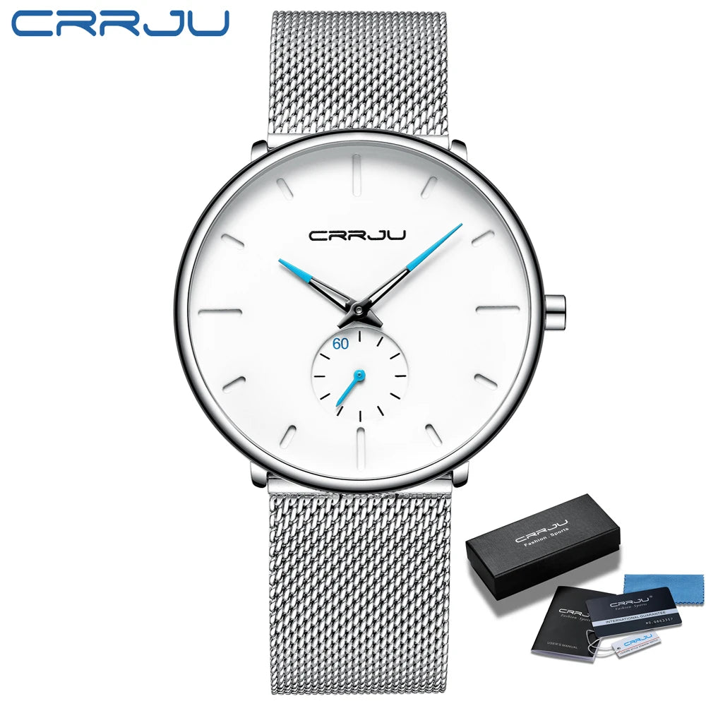 Men Watch CRRJU Watch Women Quartz Dress Watch for Men Dress Watches