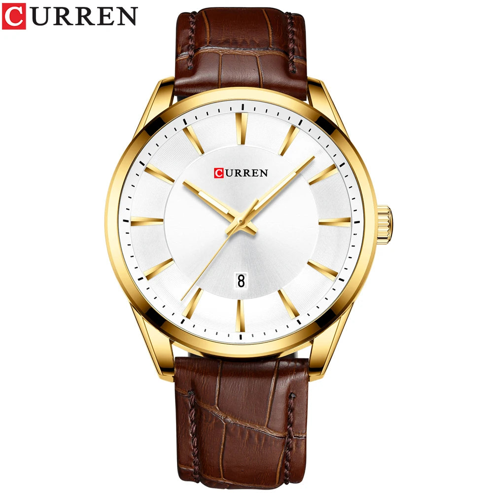 CURREN Quartz Watches for Men Leather Strap Male Wristwatches Top Luxury Brand Business Men's Clock  45 Mm Reloj Hombres