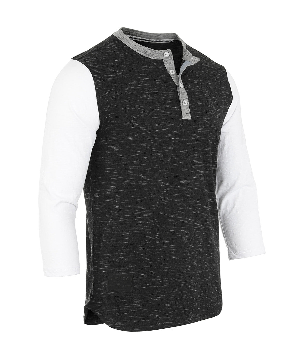 ZIMEGO Men's 3/4 Sleeve Black & White Baseball Henley – Casual Athletic Button Crewneck Shirts